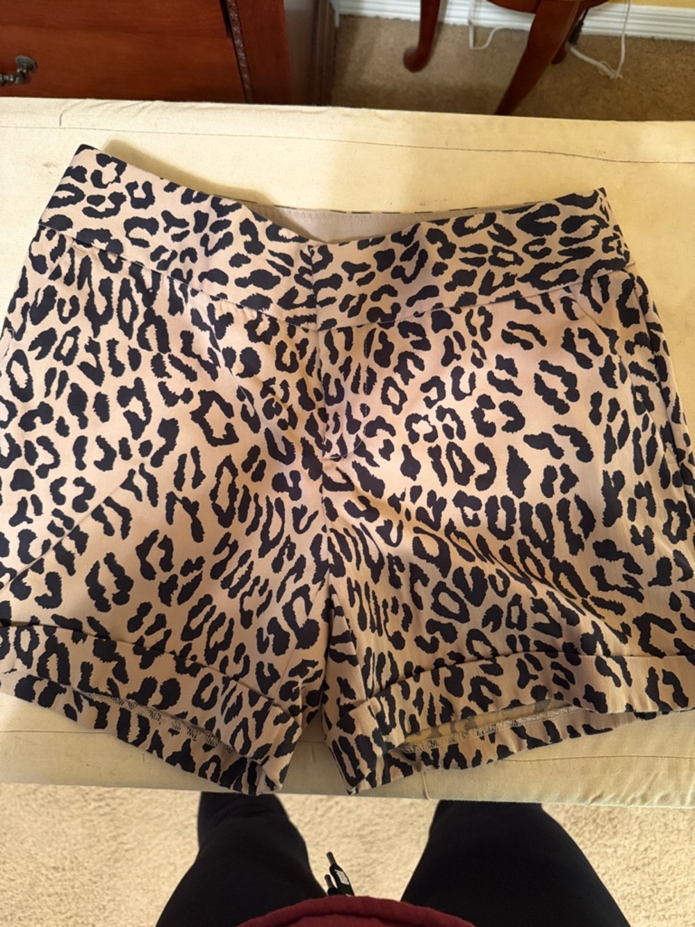 INC International Concepts Beige and Black Leopard High Waist Shorts